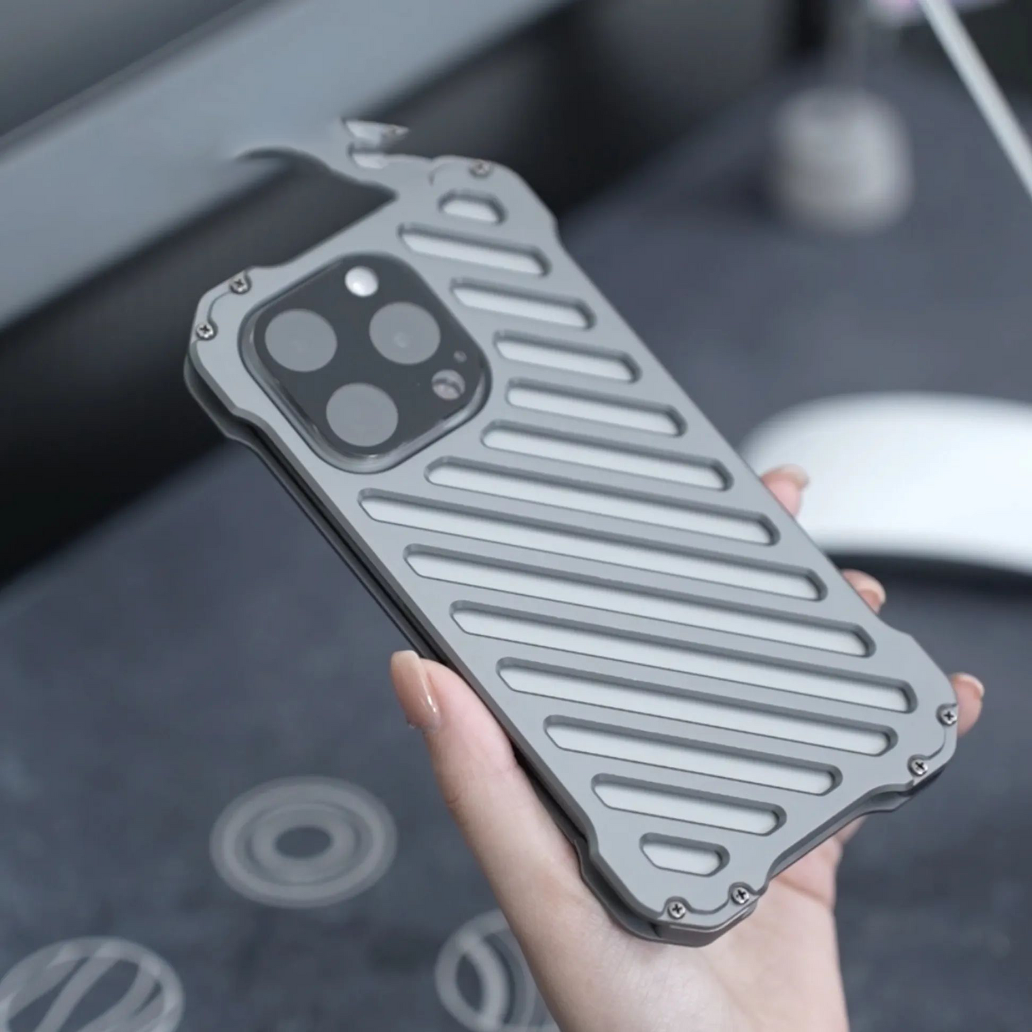 Metal Case for iPhone 13 14 15, Hollow Design Shockproof Aluminum Alloy Hard Protective Phone Cover for iPhone